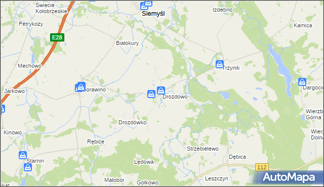 mapa Drozdowo gmina Rymań, Drozdowo gmina Rymań na mapie Targeo