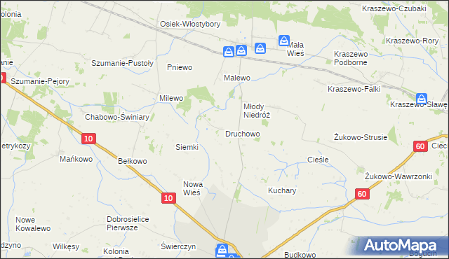 mapa Druchowo, Druchowo na mapie Targeo