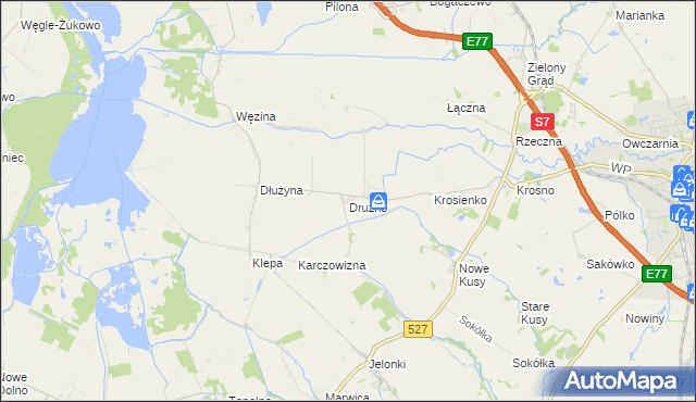 mapa Drużno, Drużno na mapie Targeo