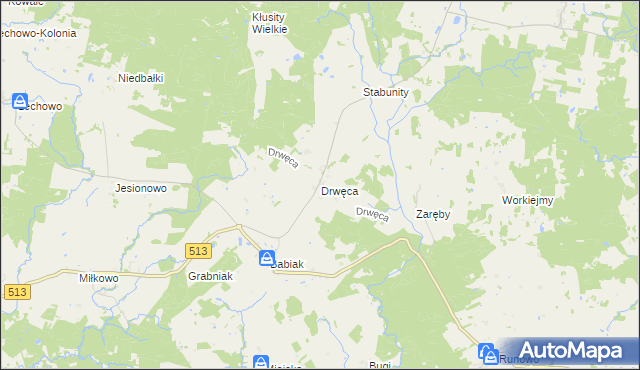 mapa Drwęca gmina Lidzbark Warmiński, Drwęca gmina Lidzbark Warmiński na mapie Targeo
