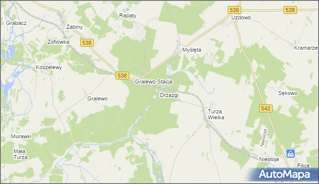 mapa Drzazgi gmina Działdowo, Drzazgi gmina Działdowo na mapie Targeo