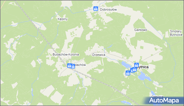 mapa Drzewica gmina Bytnica, Drzewica gmina Bytnica na mapie Targeo