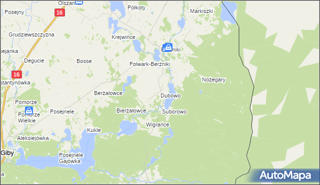 mapa Dubowo gmina Sejny, Dubowo gmina Sejny na mapie Targeo