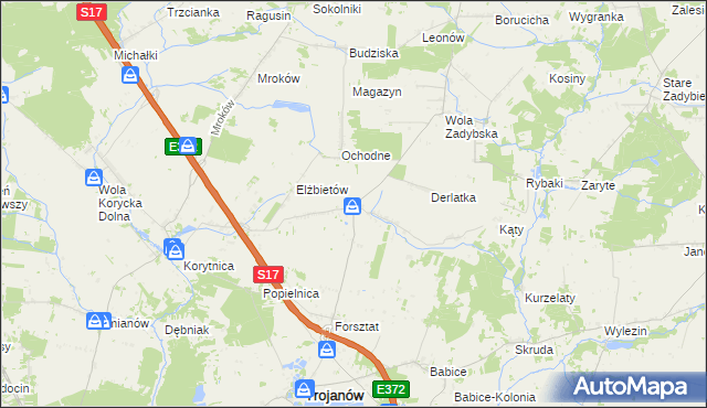 mapa Dudki gmina Trojanów, Dudki gmina Trojanów na mapie Targeo