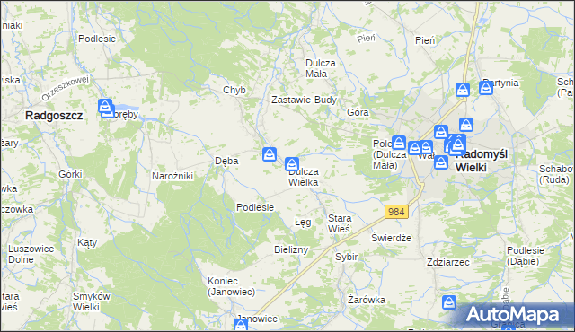 mapa Dulcza Wielka, Dulcza Wielka na mapie Targeo