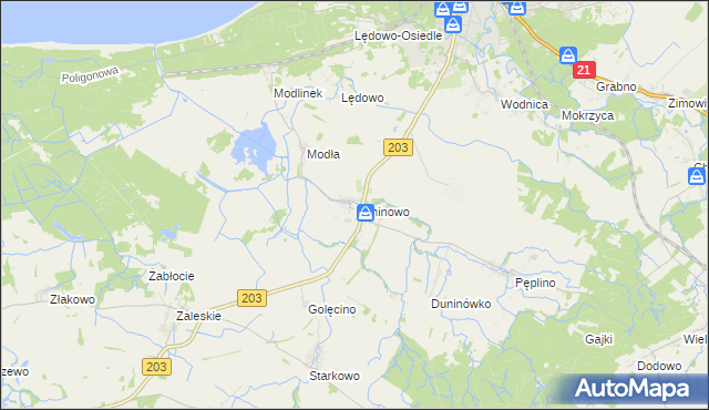 mapa Duninowo, Duninowo na mapie Targeo