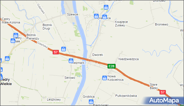 mapa Dworek gmina Stegna, Dworek gmina Stegna na mapie Targeo