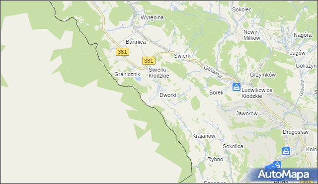 mapa Dworki gmina Nowa Ruda, Dworki gmina Nowa Ruda na mapie Targeo