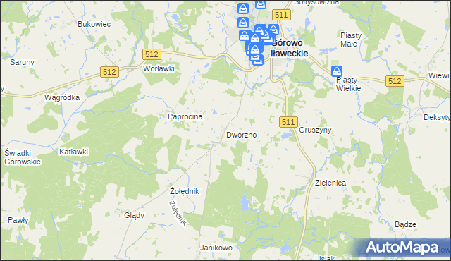 mapa Dwórzno gmina Górowo Iławeckie, Dwórzno gmina Górowo Iławeckie na mapie Targeo