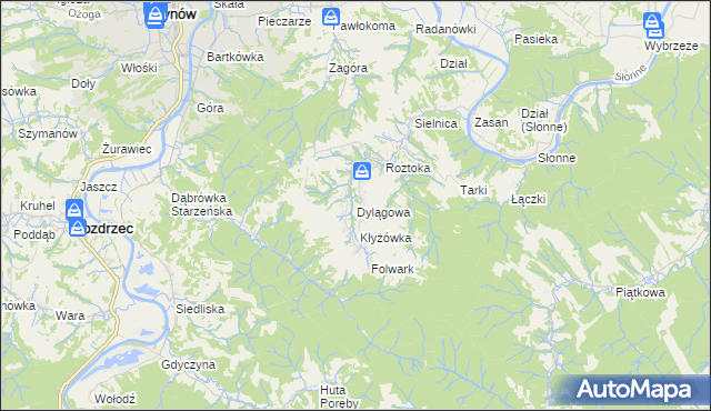 mapa Dylągowa, Dylągowa na mapie Targeo