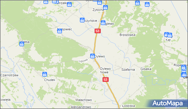 mapa Dylewo gmina Kadzidło, Dylewo gmina Kadzidło na mapie Targeo