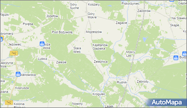 mapa Dziady gmina Przedbórz, Dziady gmina Przedbórz na mapie Targeo