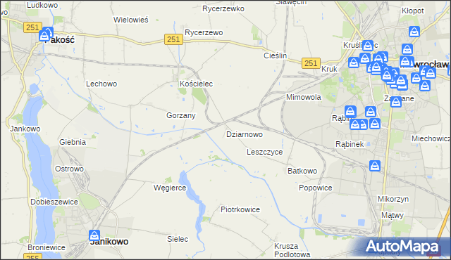 mapa Dziarnowo gmina Pakość, Dziarnowo gmina Pakość na mapie Targeo