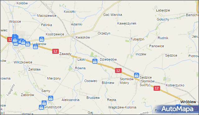 mapa Dziebędów, Dziebędów na mapie Targeo