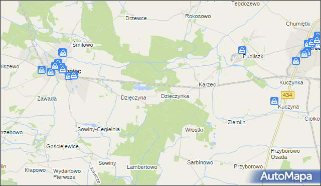 mapa Dzięczynka, Dzięczynka na mapie Targeo