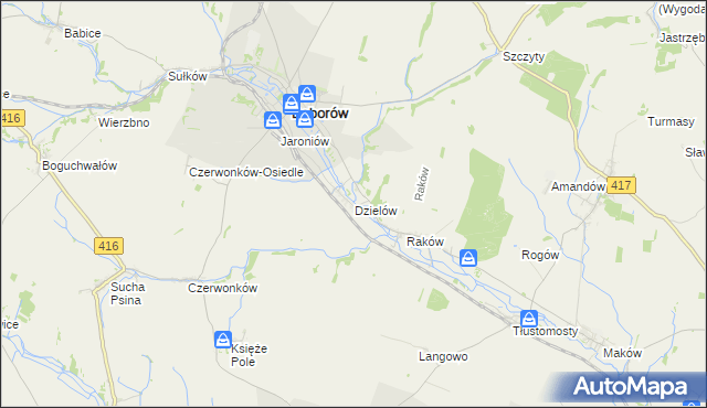 mapa Dzielów, Dzielów na mapie Targeo