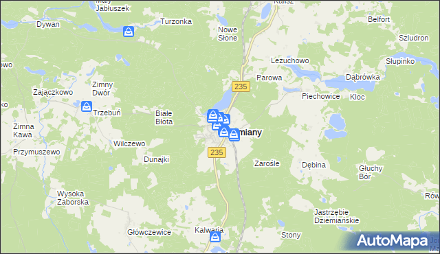 mapa Dziemiany, Dziemiany na mapie Targeo