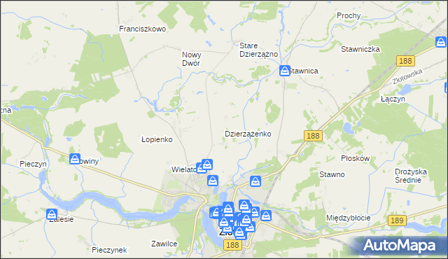 mapa Dzierzążenko, Dzierzążenko na mapie Targeo