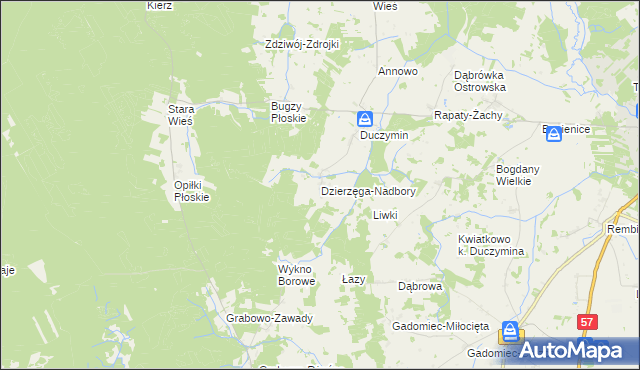 mapa Dzierzęga-Nadbory, Dzierzęga-Nadbory na mapie Targeo