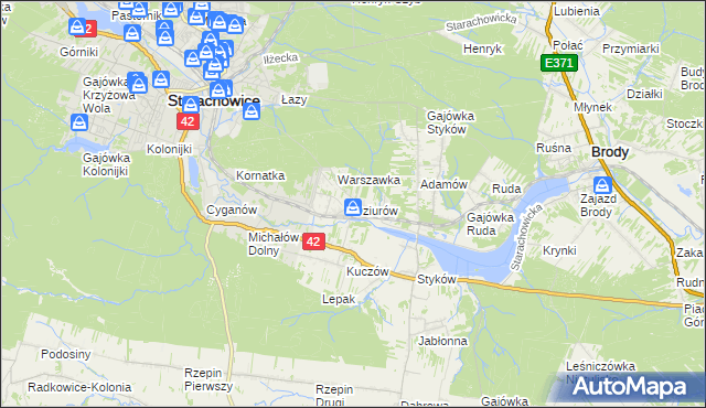 mapa Dziurów gmina Brody, Dziurów gmina Brody na mapie Targeo