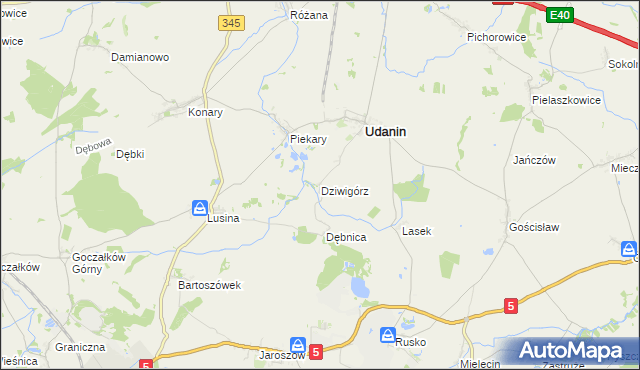 mapa Dziwigórz, Dziwigórz na mapie Targeo