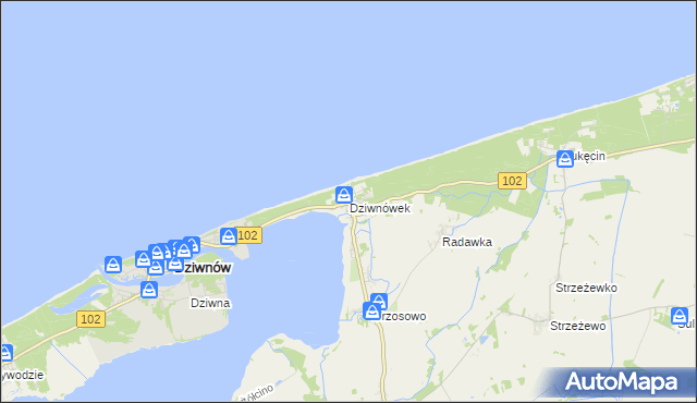 mapa Dziwnówek, Dziwnówek na mapie Targeo