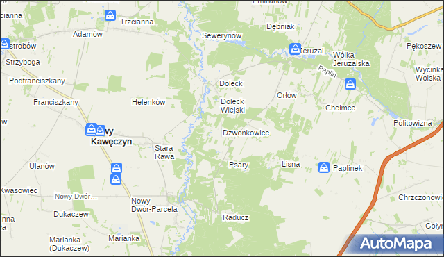 mapa Dzwonkowice, Dzwonkowice na mapie Targeo