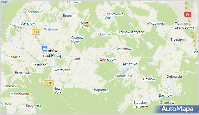 mapa Edwardów gmina Grabów nad Pilicą, Edwardów gmina Grabów nad Pilicą na mapie Targeo