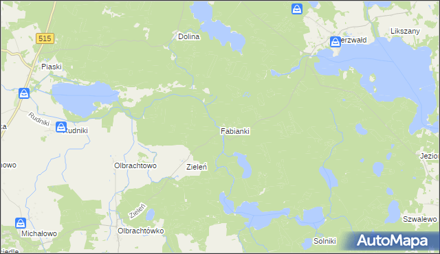 mapa Fabianki gmina Susz, Fabianki gmina Susz na mapie Targeo
