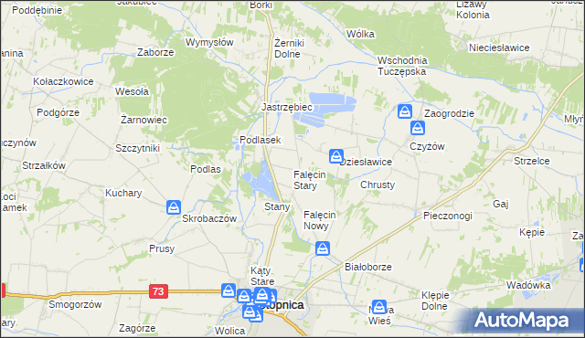 mapa Falęcin Stary, Falęcin Stary na mapie Targeo