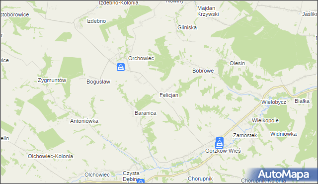 mapa Felicjan, Felicjan na mapie Targeo