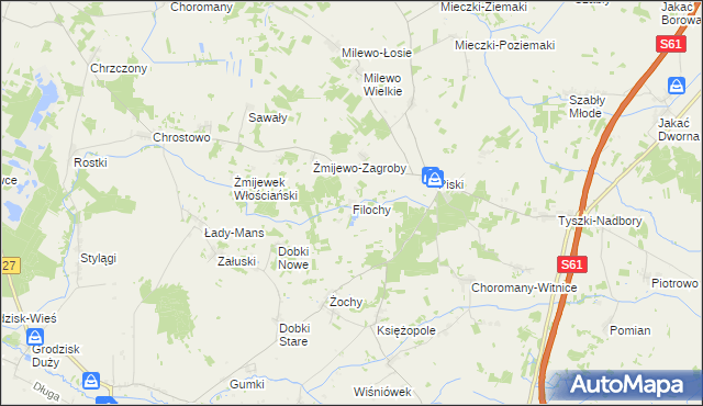 mapa Filochy, Filochy na mapie Targeo