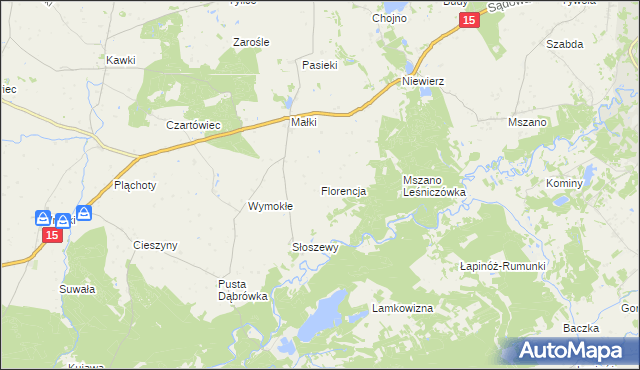 mapa Florencja gmina Bobrowo, Florencja gmina Bobrowo na mapie Targeo