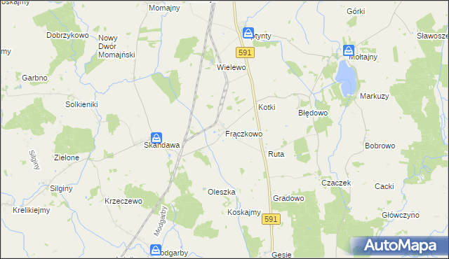 mapa Frączkowo, Frączkowo na mapie Targeo