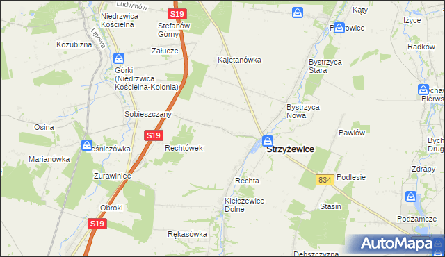 mapa Franciszków gmina Strzyżewice, Franciszków gmina Strzyżewice na mapie Targeo