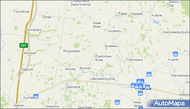 mapa Franckowa Buda, Franckowa Buda na mapie Targeo