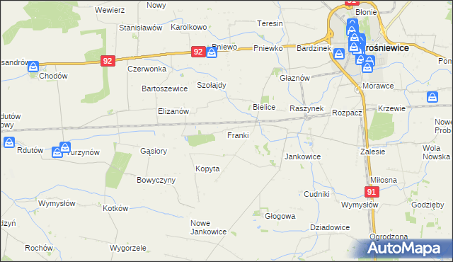 mapa Franki gmina Krośniewice, Franki gmina Krośniewice na mapie Targeo