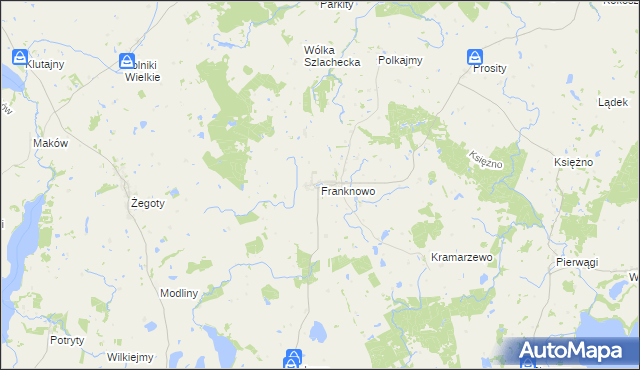 mapa Franknowo, Franknowo na mapie Targeo