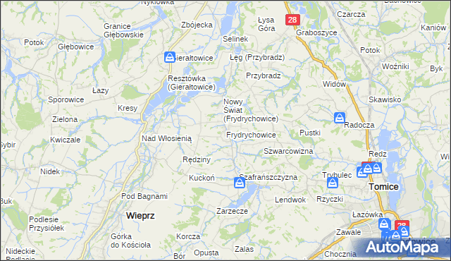 mapa Frydrychowice, Frydrychowice na mapie Targeo