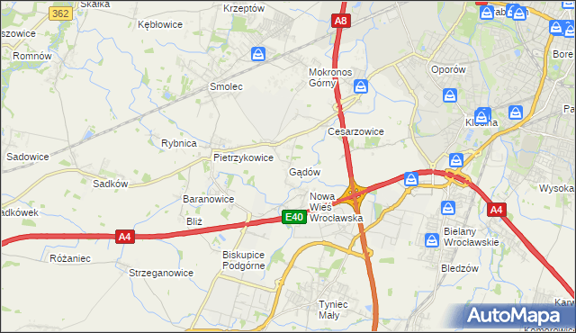 mapa Gądów, Gądów na mapie Targeo