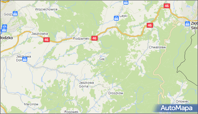 mapa Gaj gmina Kłodzko, Gaj gmina Kłodzko na mapie Targeo
