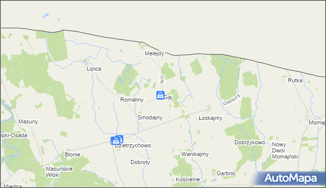 mapa Gaj gmina Sępopol, Gaj gmina Sępopol na mapie Targeo