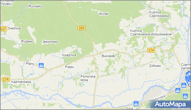 mapa Gajewo gmina Czarnków, Gajewo gmina Czarnków na mapie Targeo