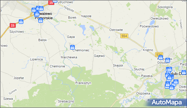 mapa Gajewo gmina Golub-Dobrzyń, Gajewo gmina Golub-Dobrzyń na mapie Targeo