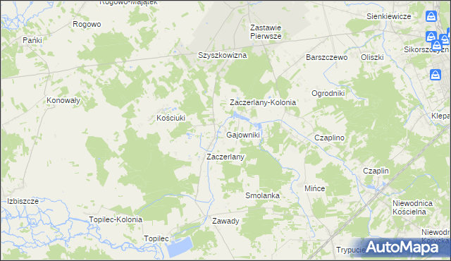 mapa Gajowniki, Gajowniki na mapie Targeo