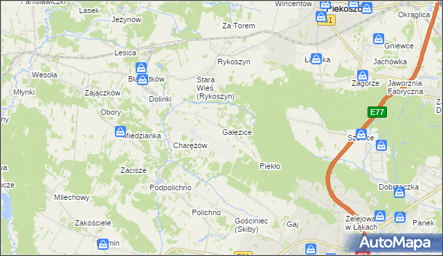 mapa Gałęzice, Gałęzice na mapie Targeo