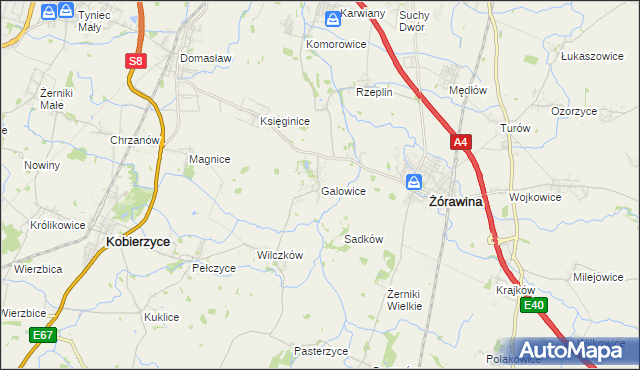 mapa Galowice, Galowice na mapie Targeo