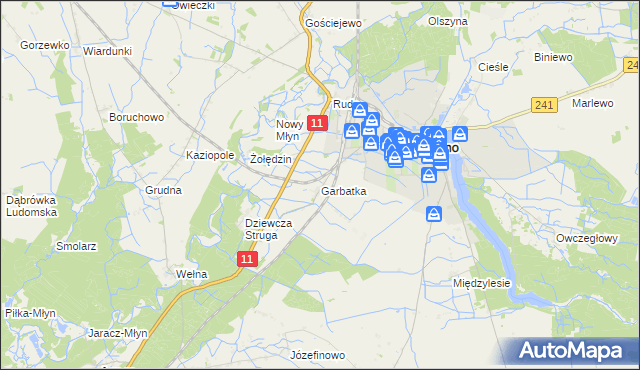 mapa Garbatka gmina Rogoźno, Garbatka gmina Rogoźno na mapie Targeo