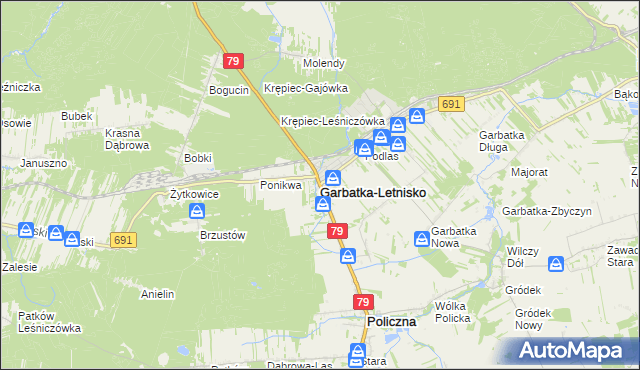 mapa Garbatka-Letnisko, Garbatka-Letnisko na mapie Targeo