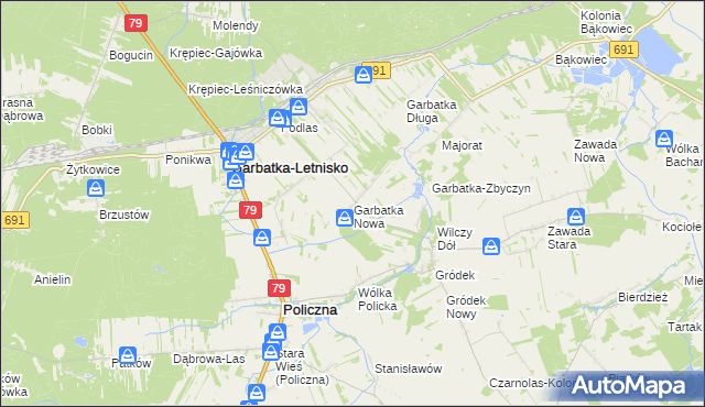 mapa Garbatka Nowa, Garbatka Nowa na mapie Targeo